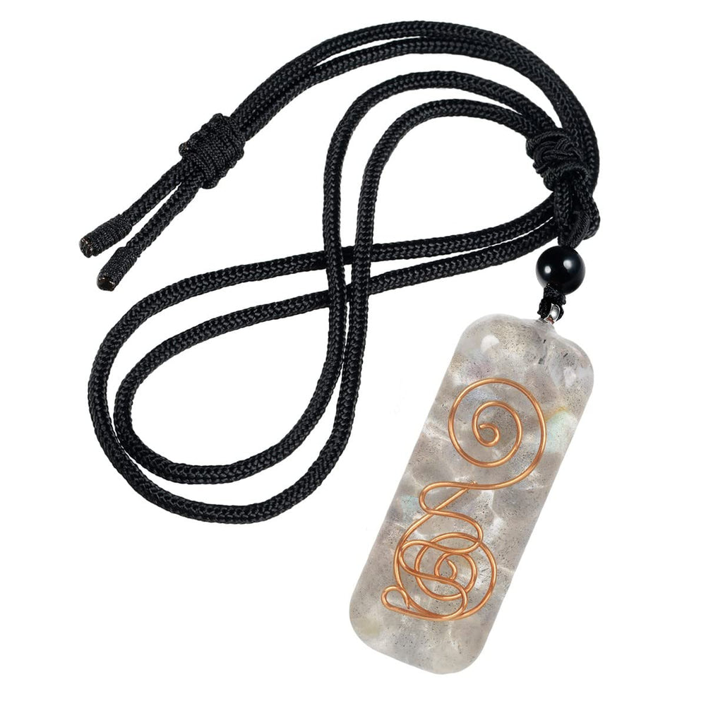 Nupuyai Orgone pendant close-up with copper spiral detailing for stylish healing energy.