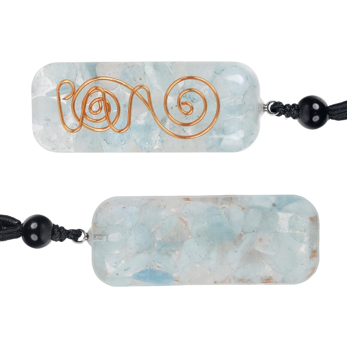 Nupuyai orgone pendant copper spiral detail highlighted for craft and shine