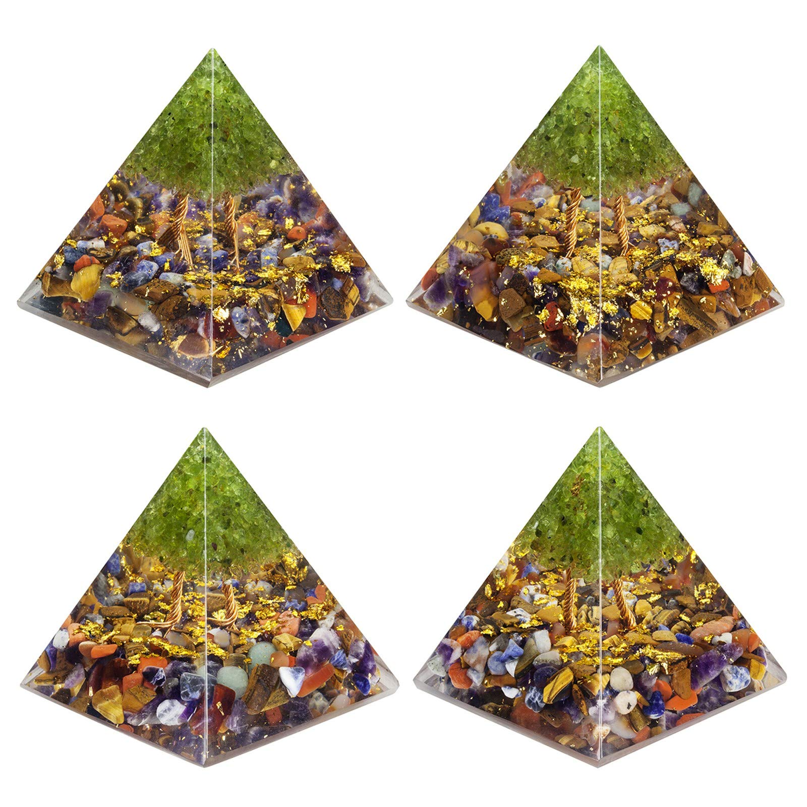 Nupuyai Peridot tree detail on the pyramid, enhancing vitality vibes during meditation.