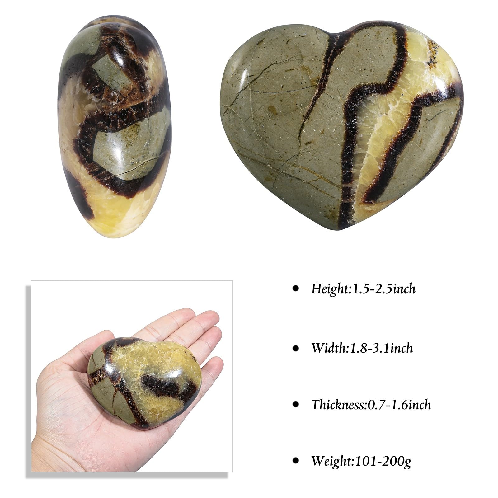 Nupuyai polished heart stone with rich patterns ideal for calming touch and display