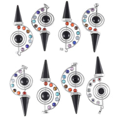Silver-plated copper rings framing beads on Nupuyai pendant
