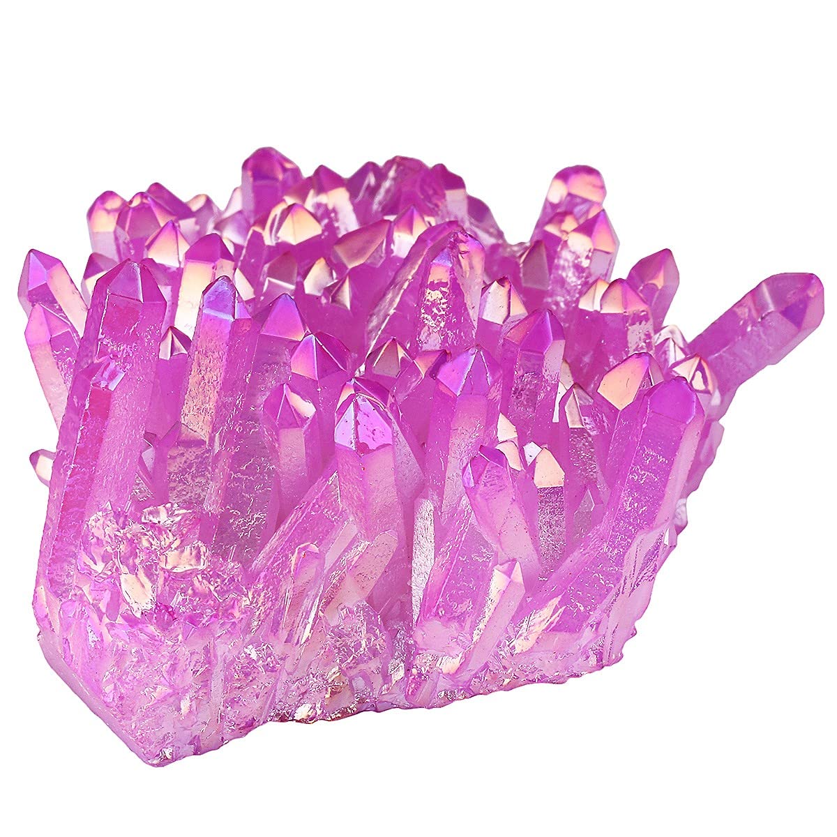Nupuyai titanium coated crystal cluster close-up showing colorful reflections for decor