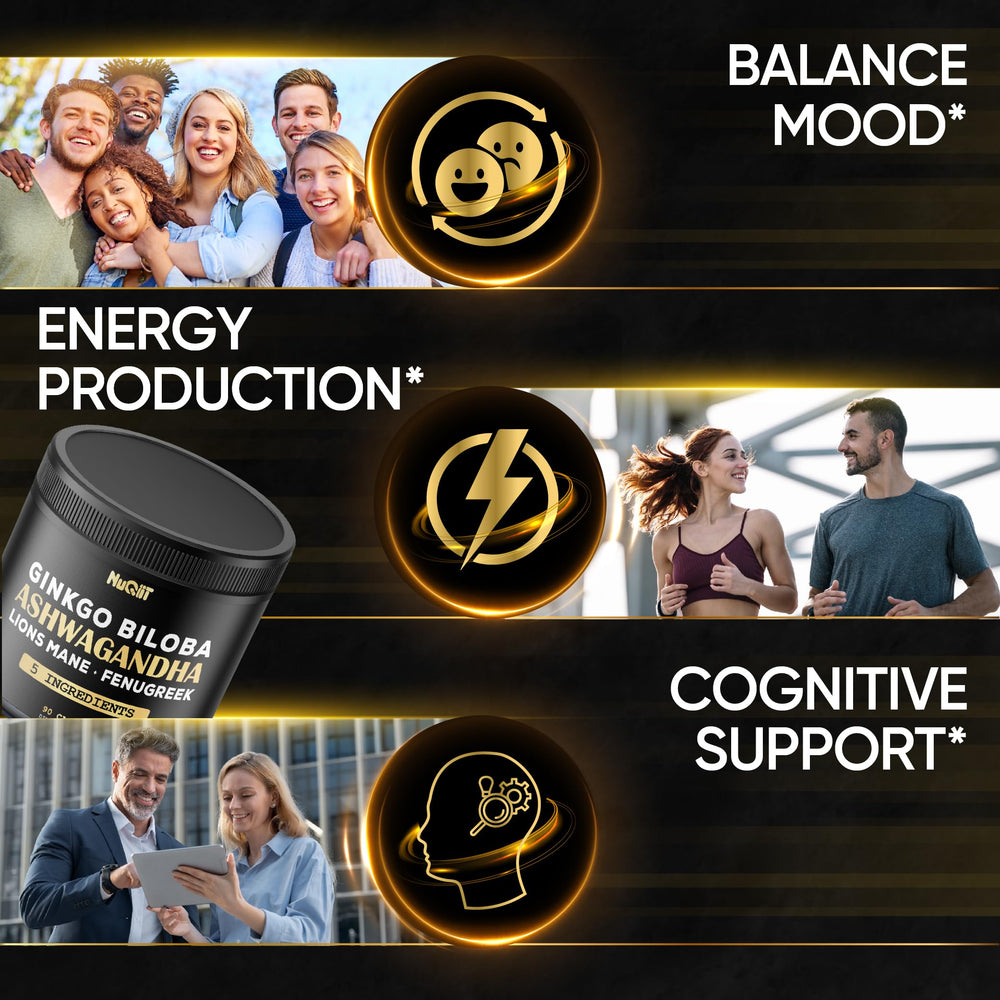 NUQIIT Ashwangdha ingredients blend: ashwangdha, fenugreek, ginkgo for balance