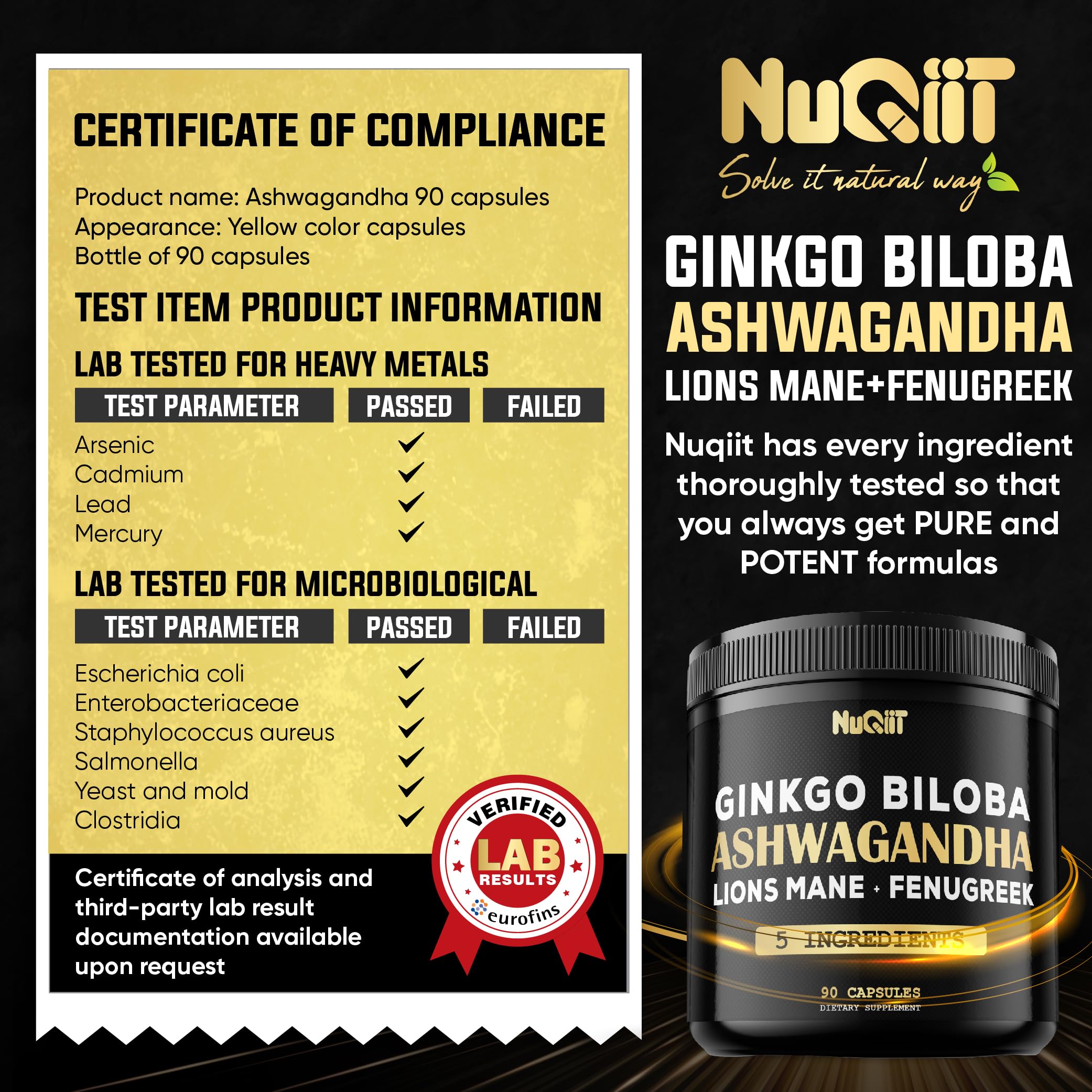 NUQIIT Ashwangdha capsules featuring Lions Mane and Rhodiola for resilience