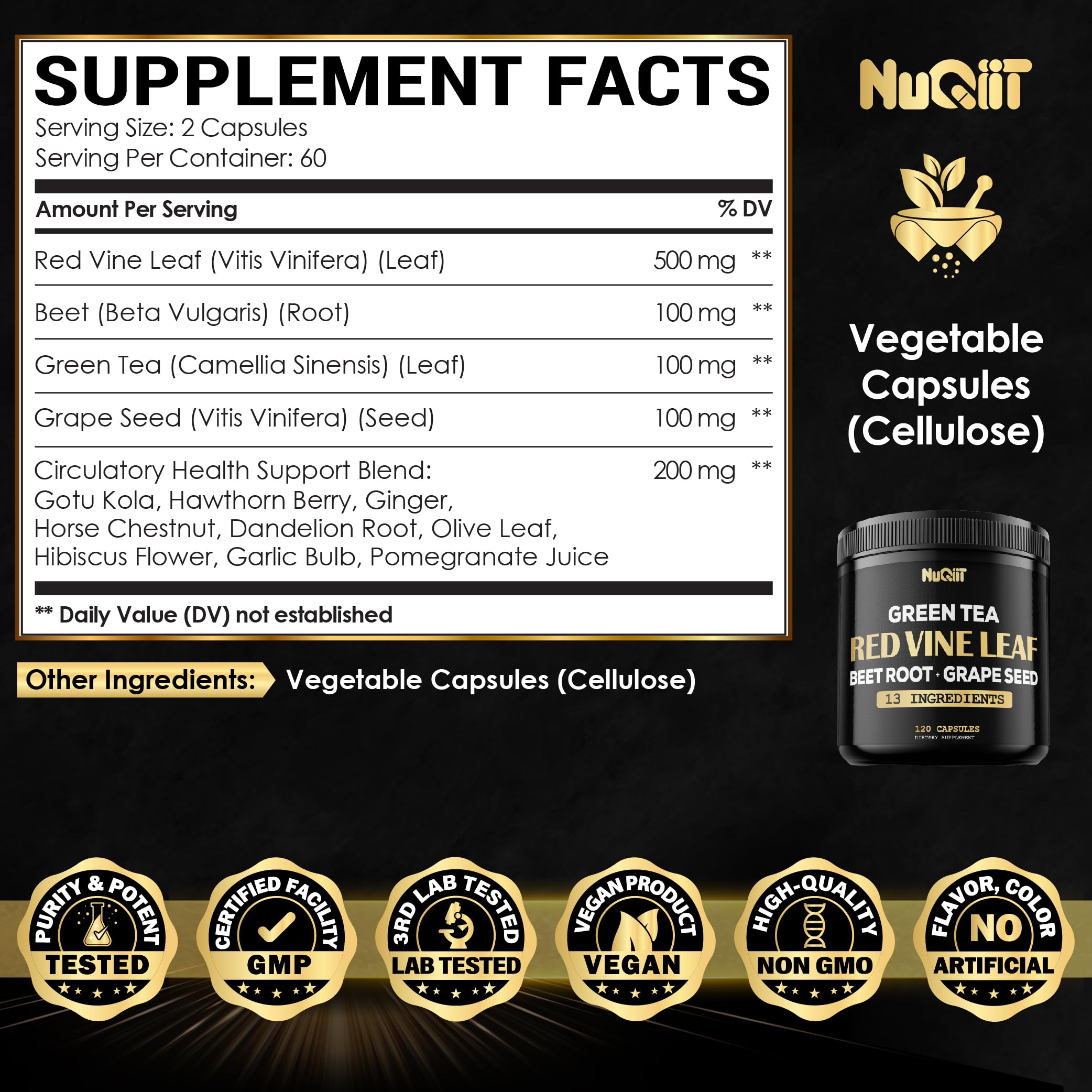 NUQIIT Veggie capsules pack shows a vegan, clean-label daily option.
