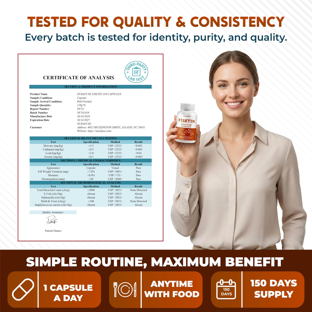 NURAFUSE Fisetin bottle integrated into daily wellness routine