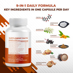 NURAFUSE Fisetin ingredients list highlighting ten botanicals