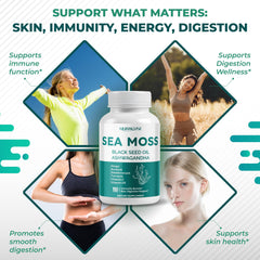 Nurafuse Sea Moss label detail highlighting key ingredients.