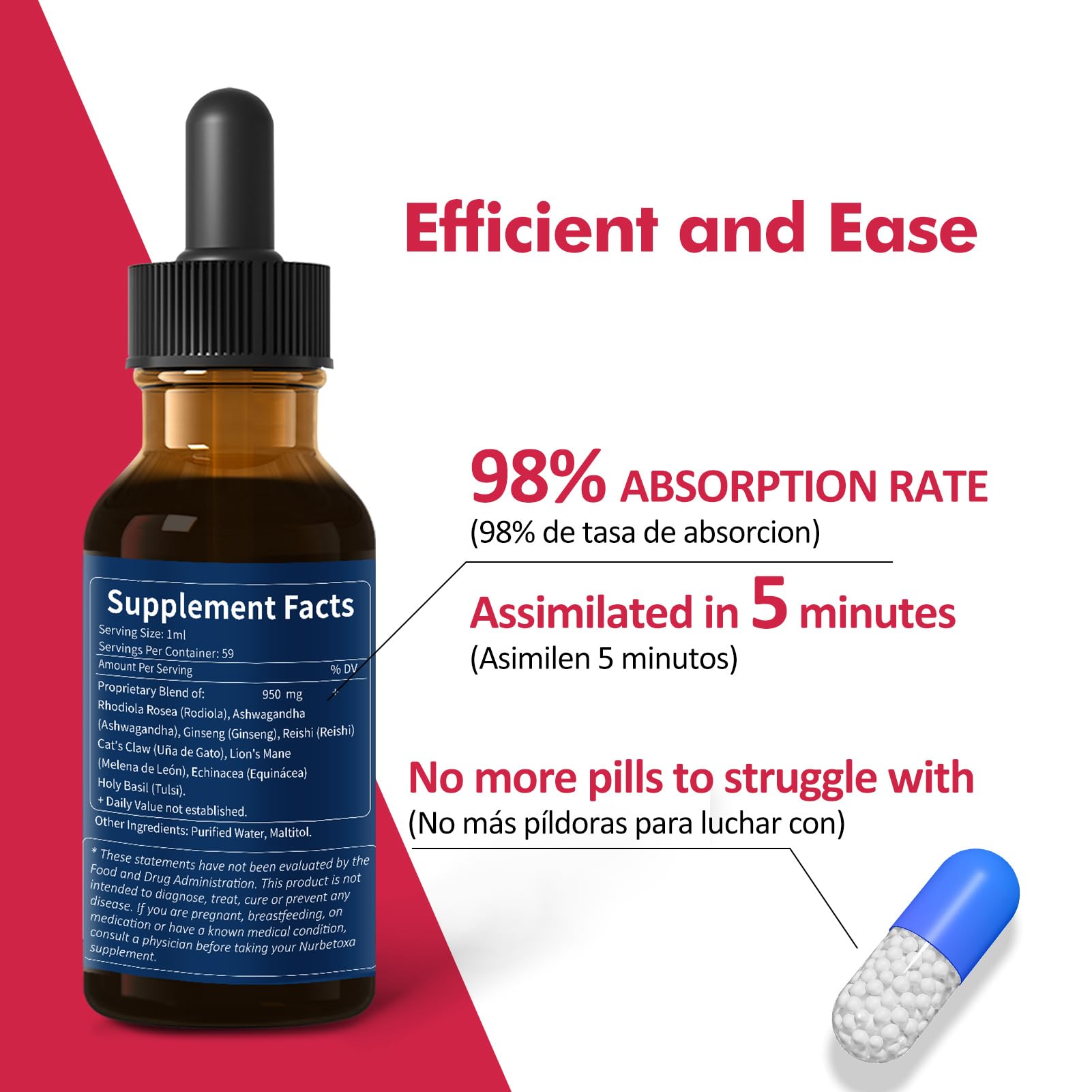 Nurbetoxa tincture on natural background signaling alcohol-free formula