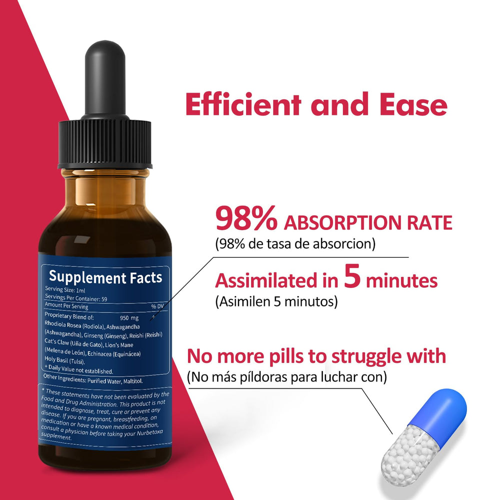 Nurbetoxa tincture on natural background signaling alcohol-free formula