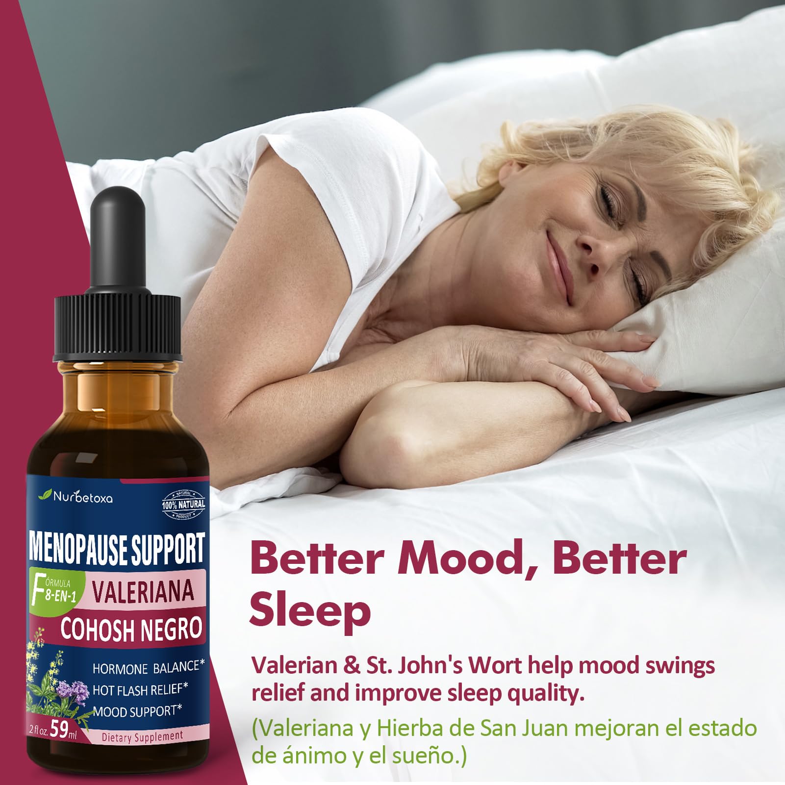 Nurbetoxa red clover ingredient shown for natural balance support.