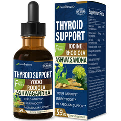 Nurbetoxa Thyroid Support Drops bottle with clear label for daily thyroid wellness.