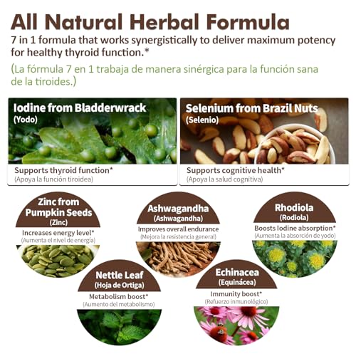 Nurbetoxa Thyroid Support Drops ingredients graphic highlighting herbal thyroid support.