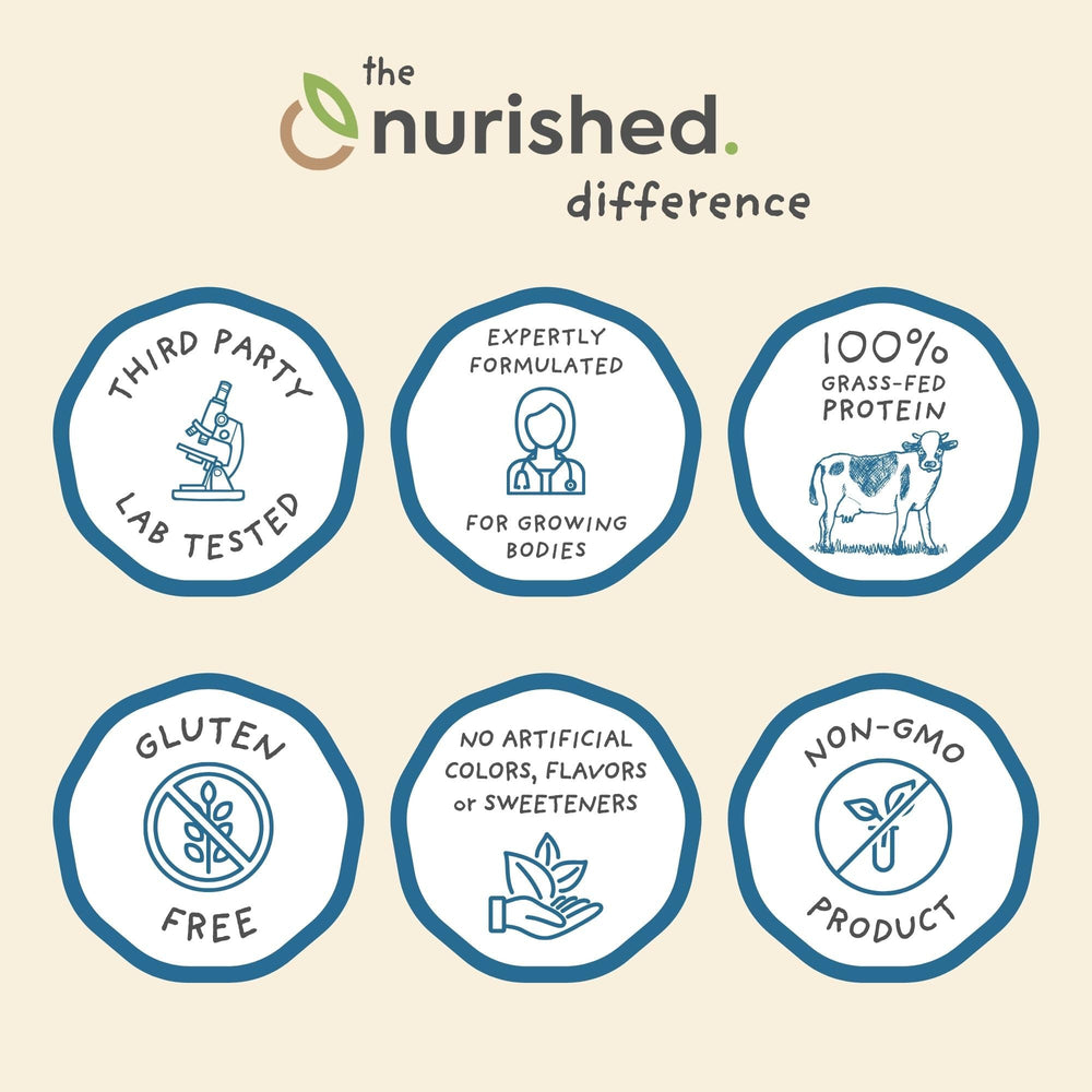 Nurished Vanilla Mighty Milk scoop and label highlight probiotics.