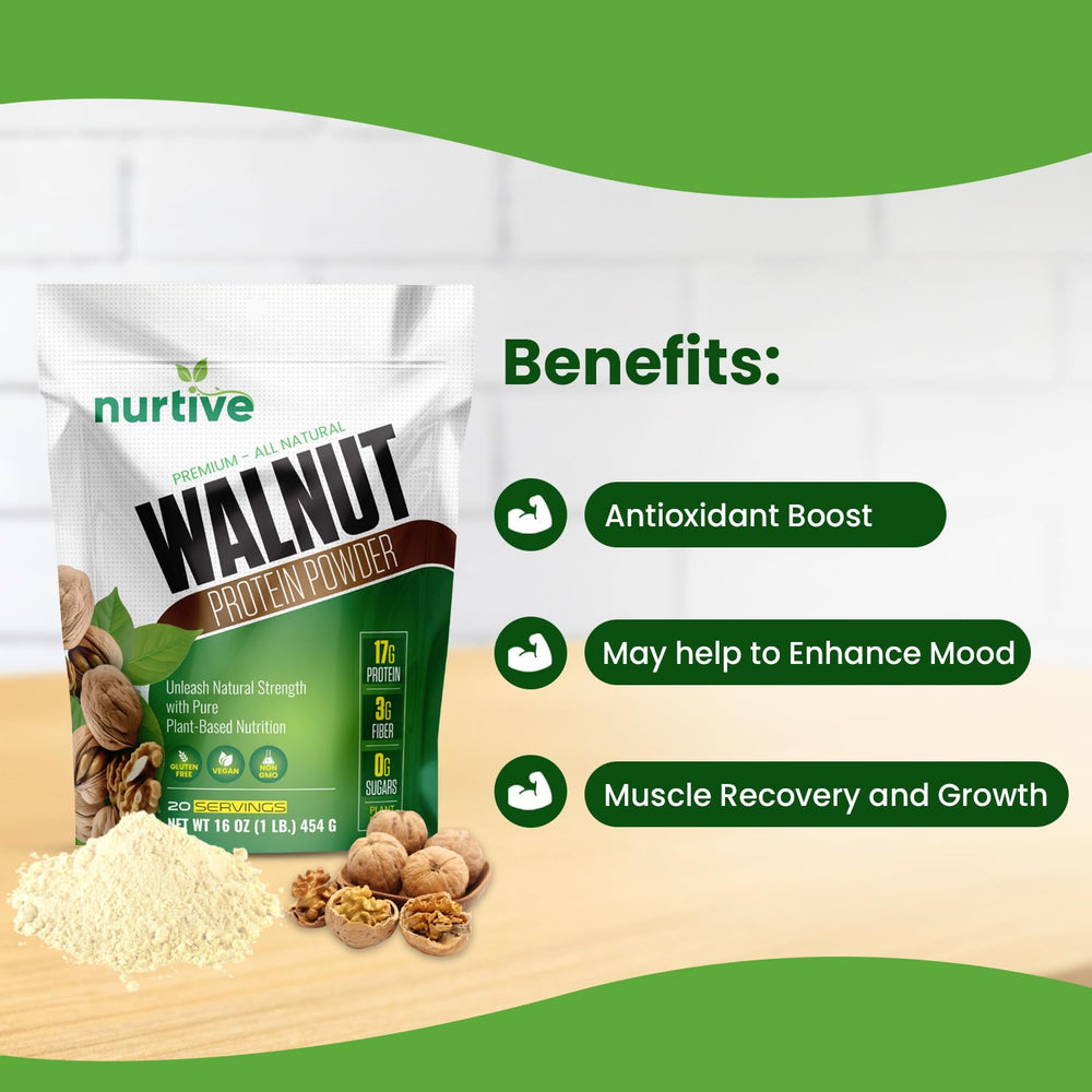 NURTIVE Walnut Protein Powder nutrition facts panel for transparency
