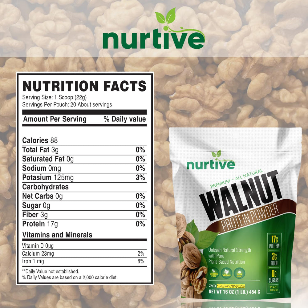 NURTIVE Walnut Protein Powder scoop highlighting convenient portion control