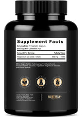 NURTURLY magnesium citrate-oxide label view highlights dosage and form
