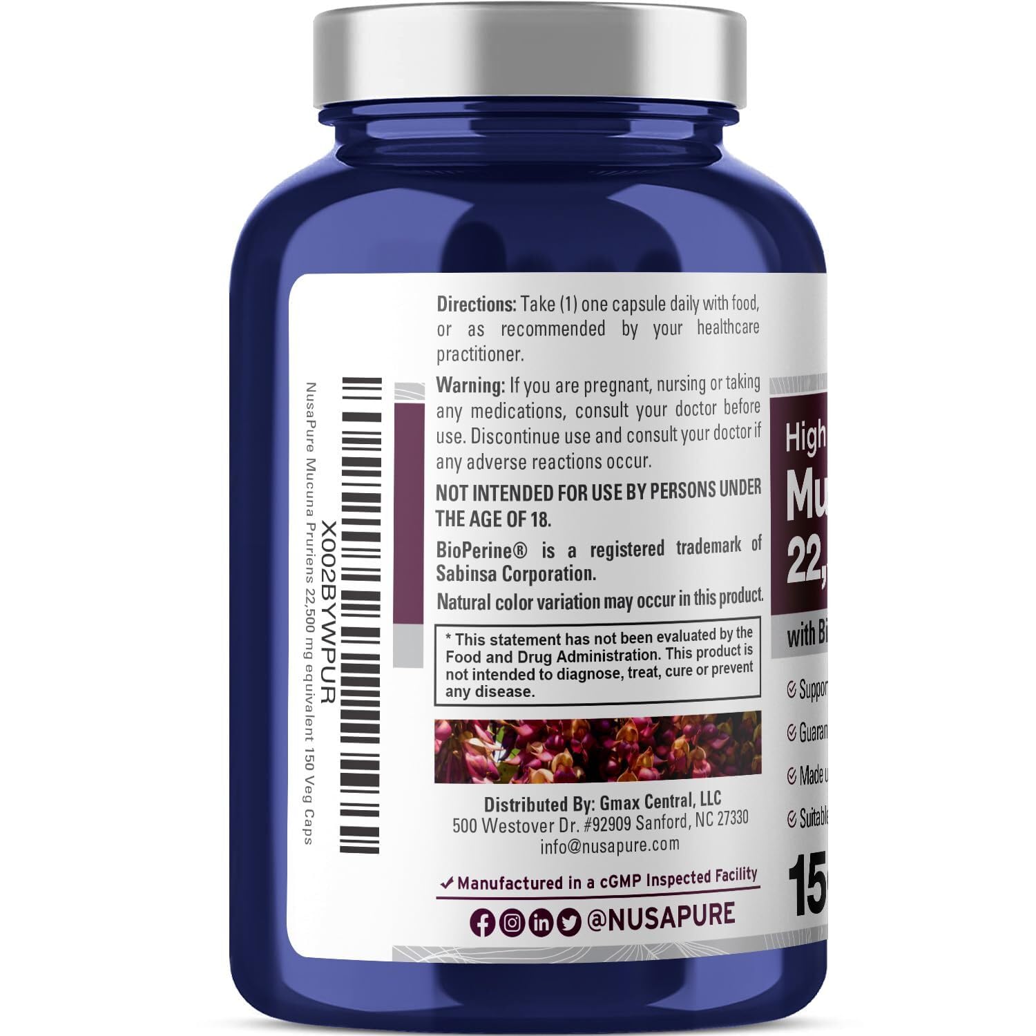 NusaPure Mucuna Pruriens 50:1 extract manufactured in the USA