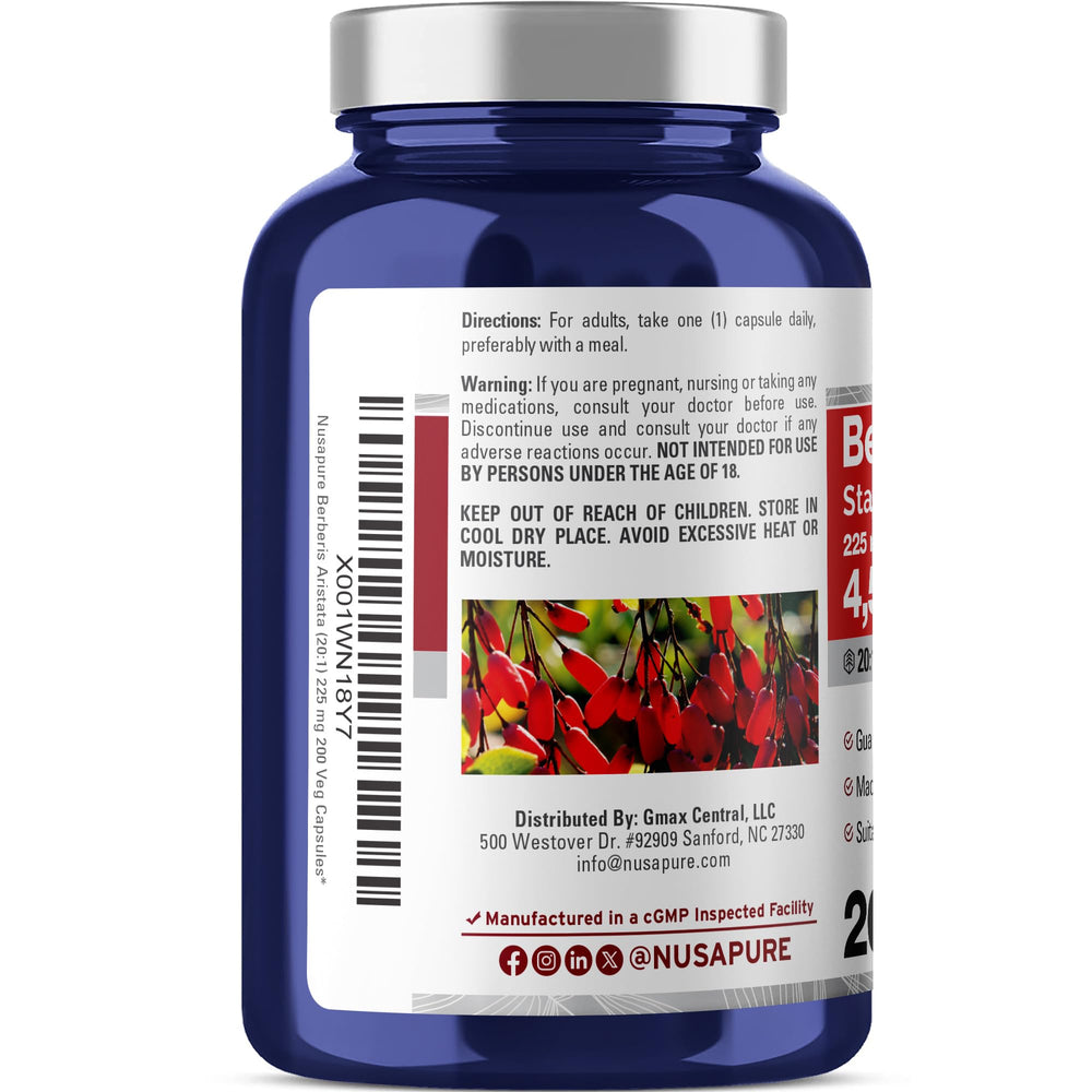 NusaPure Berberine HCI capsules arranged for daily use