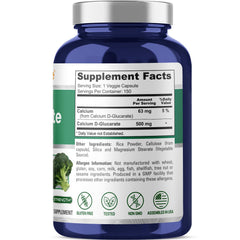 NusaPure Calcium D-Glucarate capsule closeup highlights easy-to-swallow veggie capsules