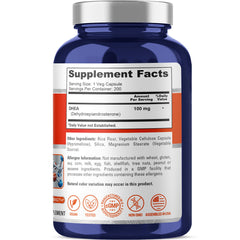 NusaPure DHEA 100mg bottle side showing compact packaging for travel.