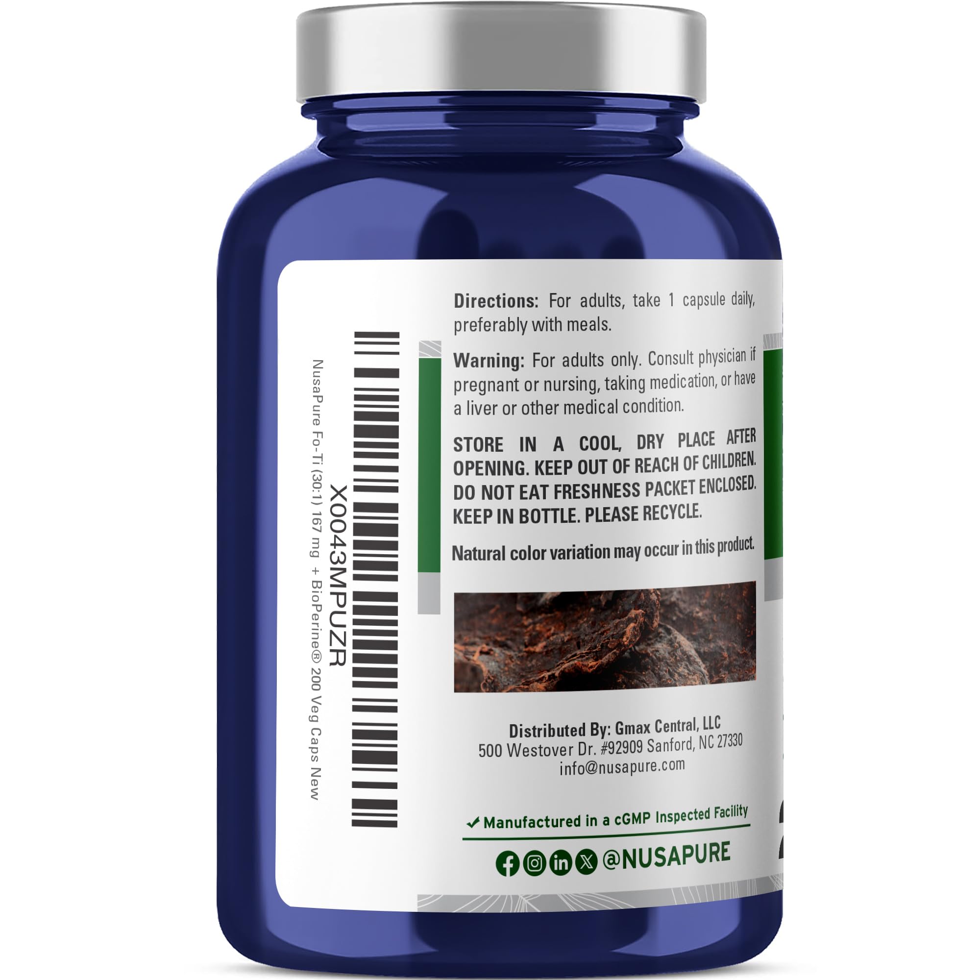 NusaPure Fo-Ti 30:1 label details show ingredients clearly