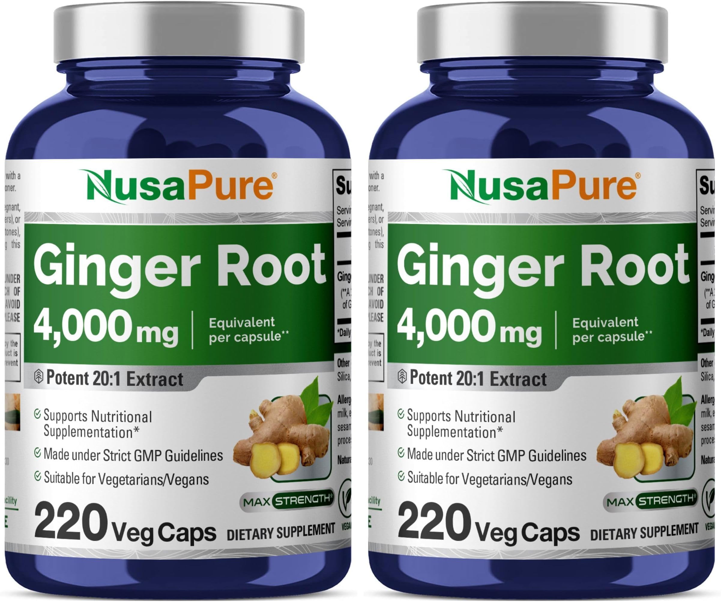 NusaPure Ginger Capsules bottle for convenient daily supplementation.