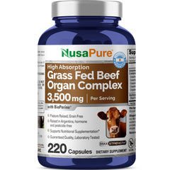 NusaPure Grass Fed Beef Organ Complex bottle front for daily convenience