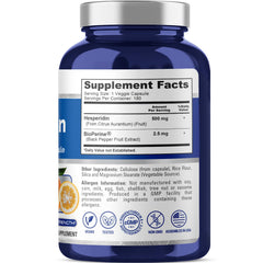 NusaPure Hesperidin bottle label highlights non-GMO and vegan features.