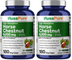 NusaPure Horse Chestnut Extract bottle shows a high absorption formula for daily use.