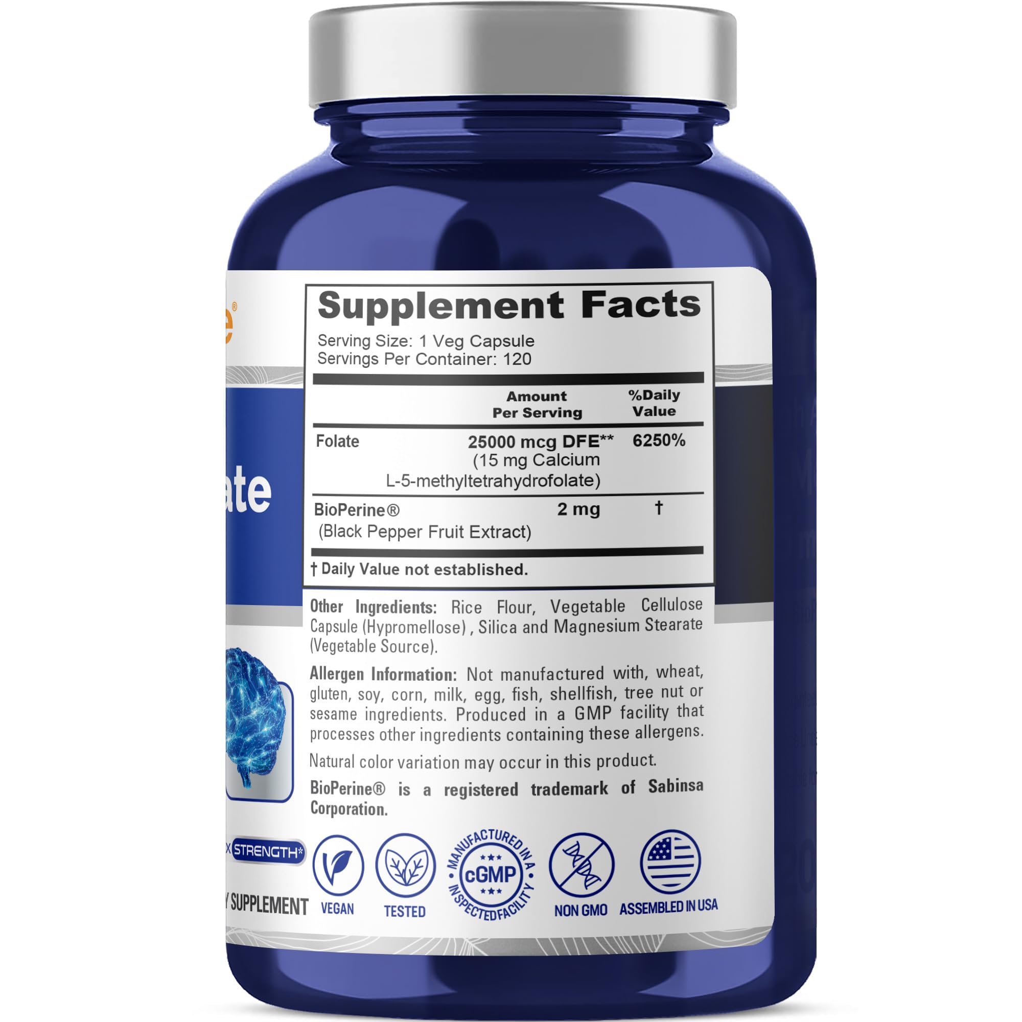 NusaPure L-Methylfolate capsules close-up in vegan format