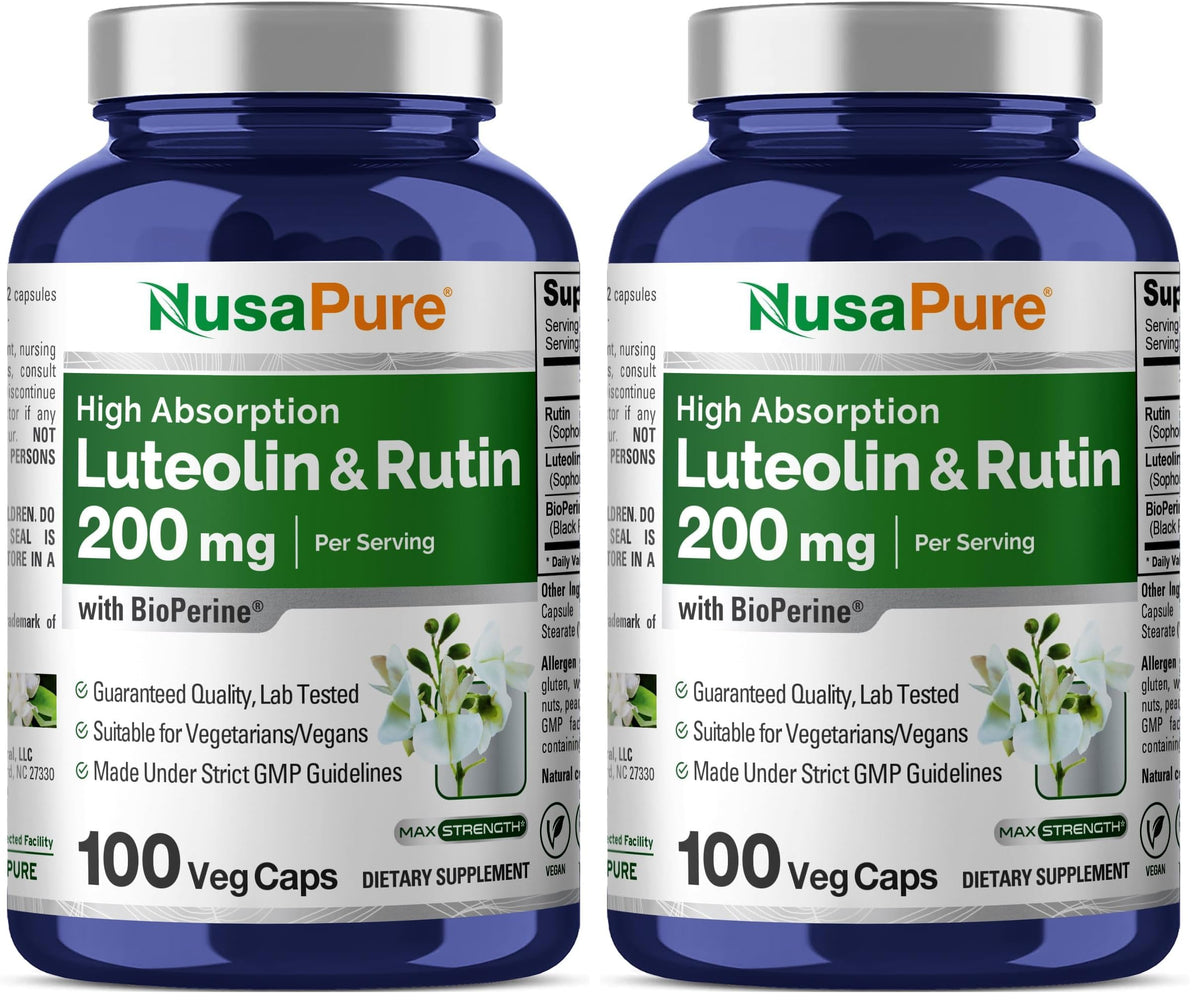 NusaPure Luteolin Complex bottle cap close-up for quick daily use.