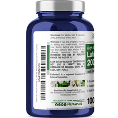 NusaPure Luteolin Complex label back highlights per-serving potency.
