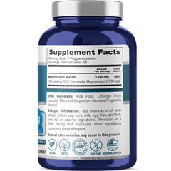 NusaPure Magnesium Malate 200 veggie capsules pack image, convenient 66-day supply for vegan lifestyles