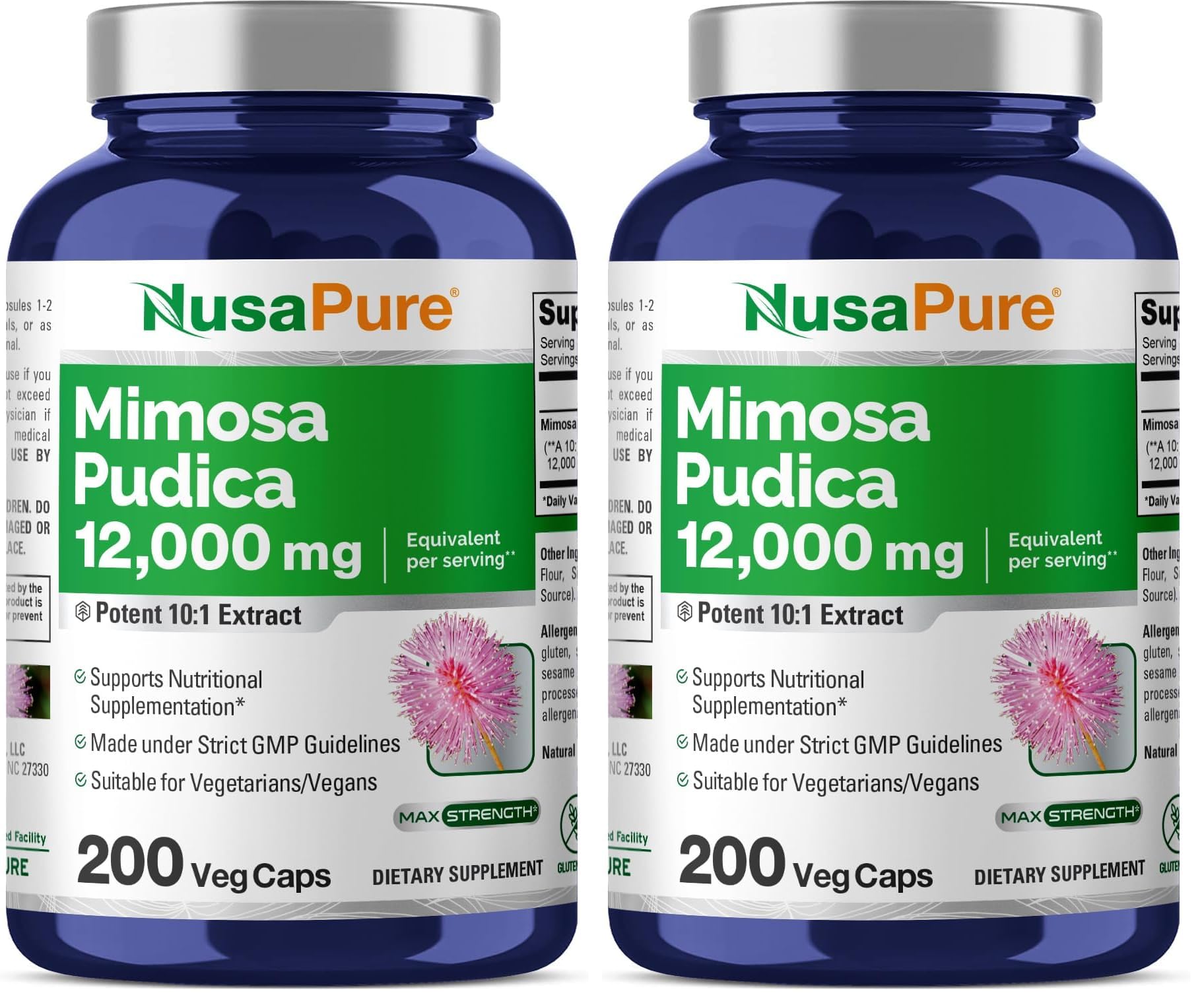 NusaPure Mimosa Pudica Seed bottle front label for quick identification