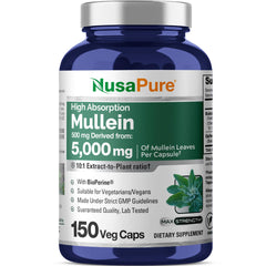 NusaPure Mullein Leaf Capsules front bottle for daily vegan use