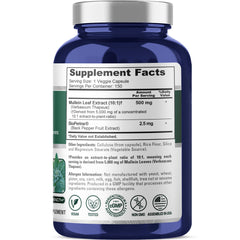 NusaPure Mullein Leaf Capsules inside bottle with easy-to-swallow capsules