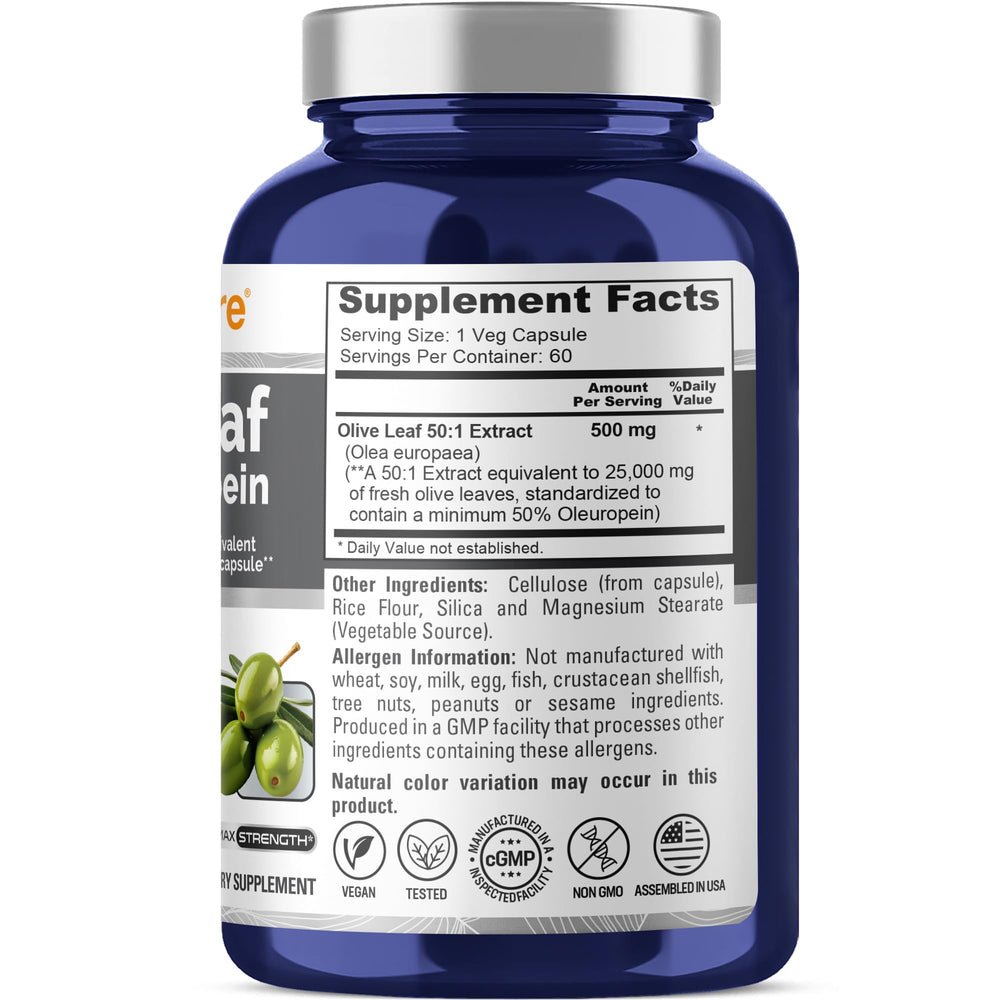 NusaPure Olive Leaf 50:1 extract capsules ready for daily use and easy swallowing.