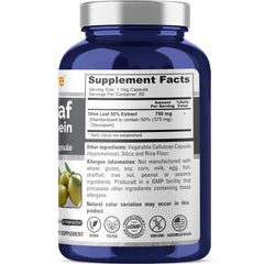 NusaPure Olive Leaf Extract 750mg capsules closeup features vegan capsules for plant-based wellness.