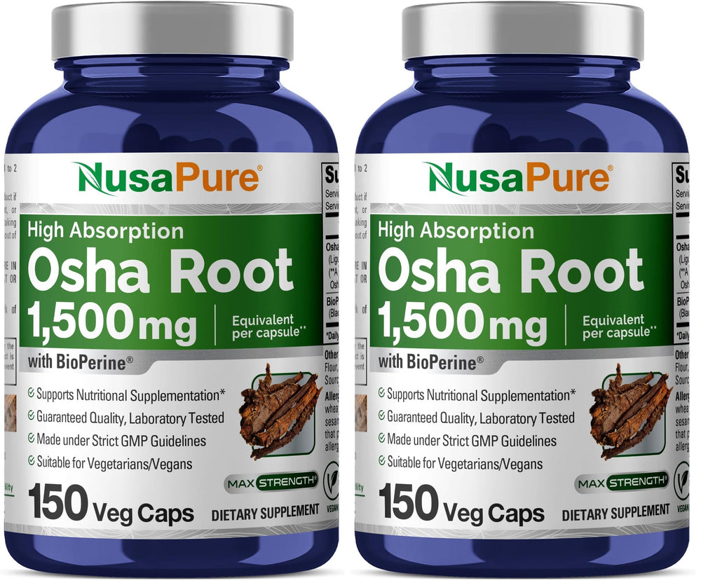 NusaPure OSHA Root bottle front view showing 1500 mg strength
