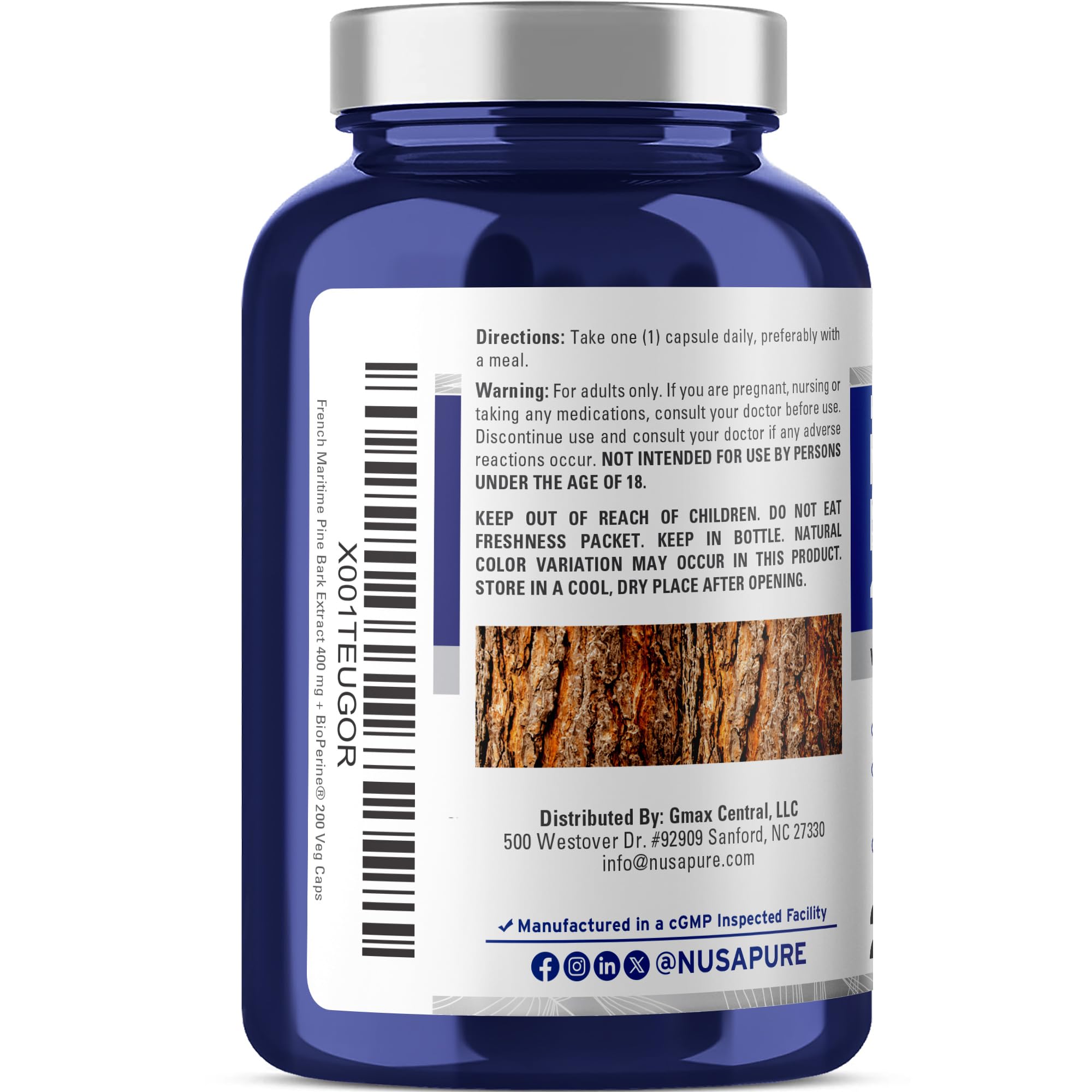 NusaPure vegan pine bark capsule bottle ready for everyday use.