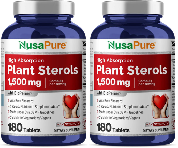 NusaPure Plant Sterols 1500 mg bottle showing high potency formula