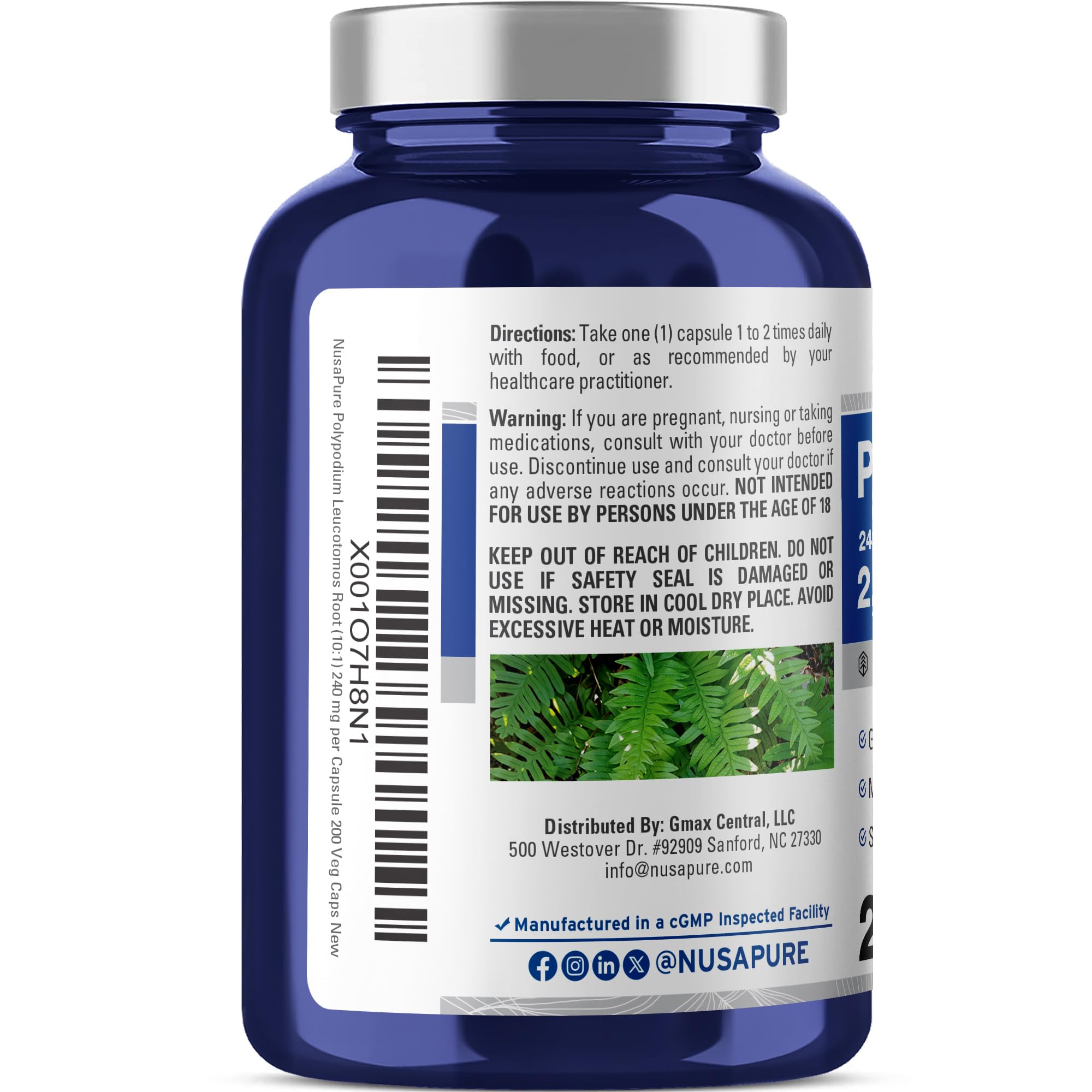 NusaPure label close-up highlighting clean ingredients and 10:1 extract