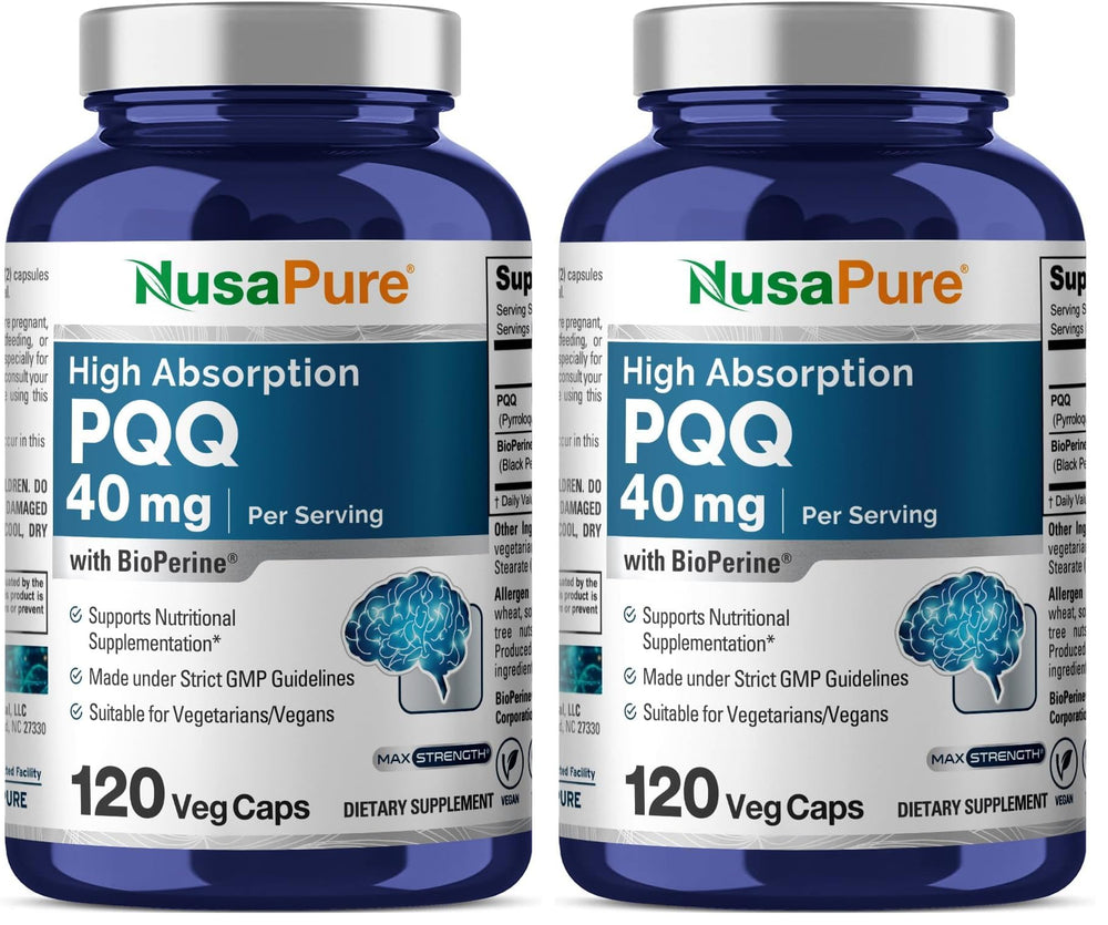 NusaPure PQQ 40 mg bottle for daily wellness support.