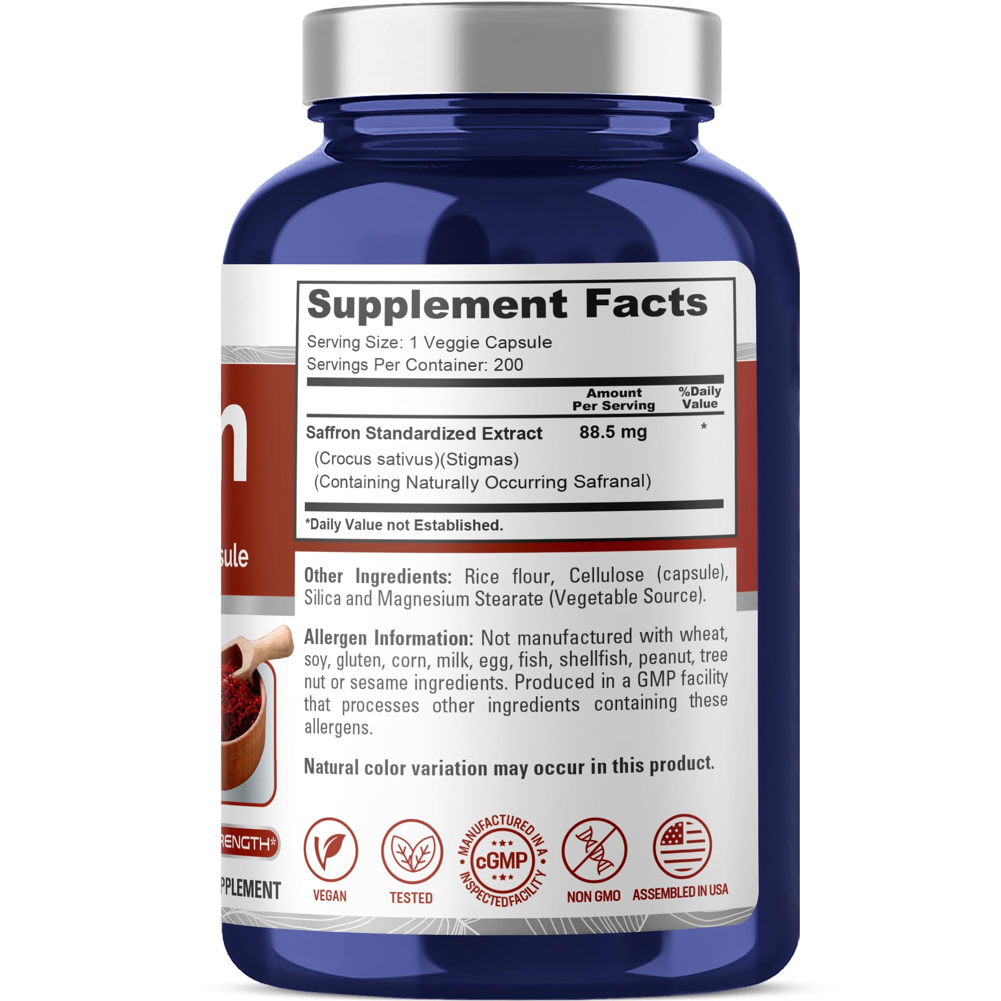 Close-up of NusaPure saffron extract capsules for easy daily intake