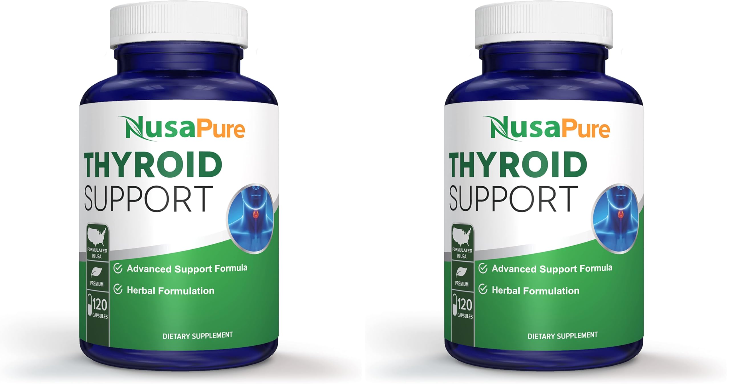 NusaPure Thyroid Support bottle front for daily wellness and easy dosing