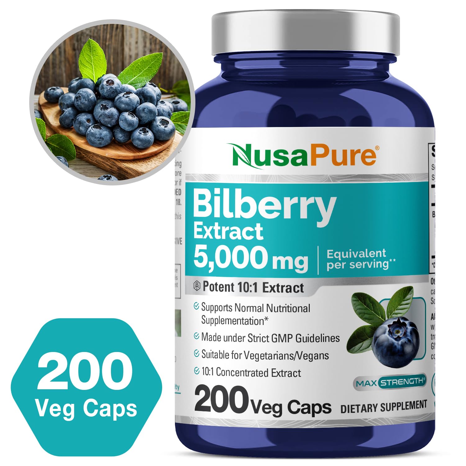 NusaPure vegan, non-GMO label on supplement packaging