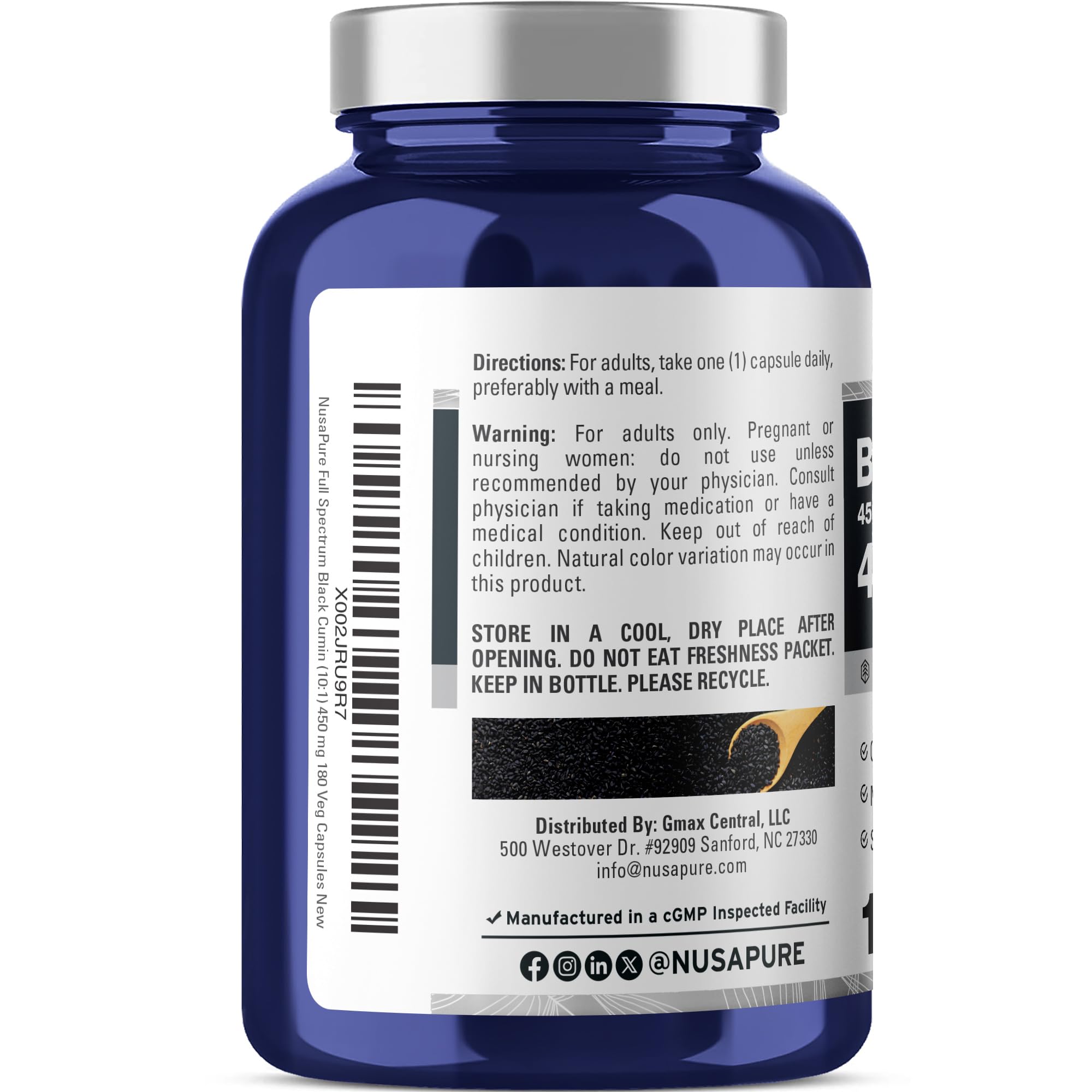 NusaPure vegan non-GMO ingredient label highlights quality formulation.