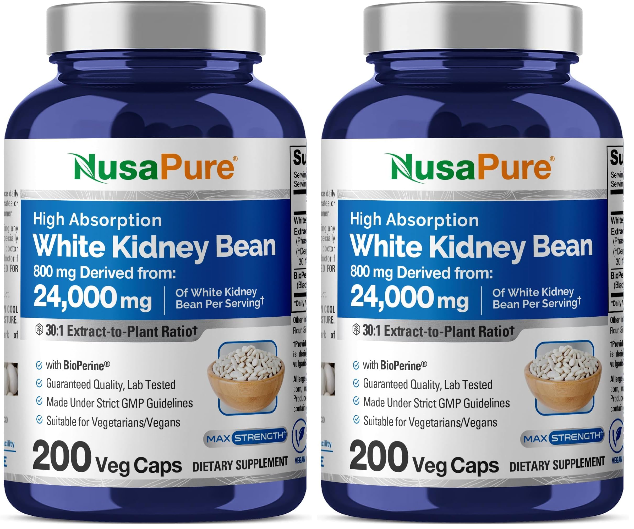 NusaPure white kidney beans 30:1 extract bottle shows concentrated potency for daily use.