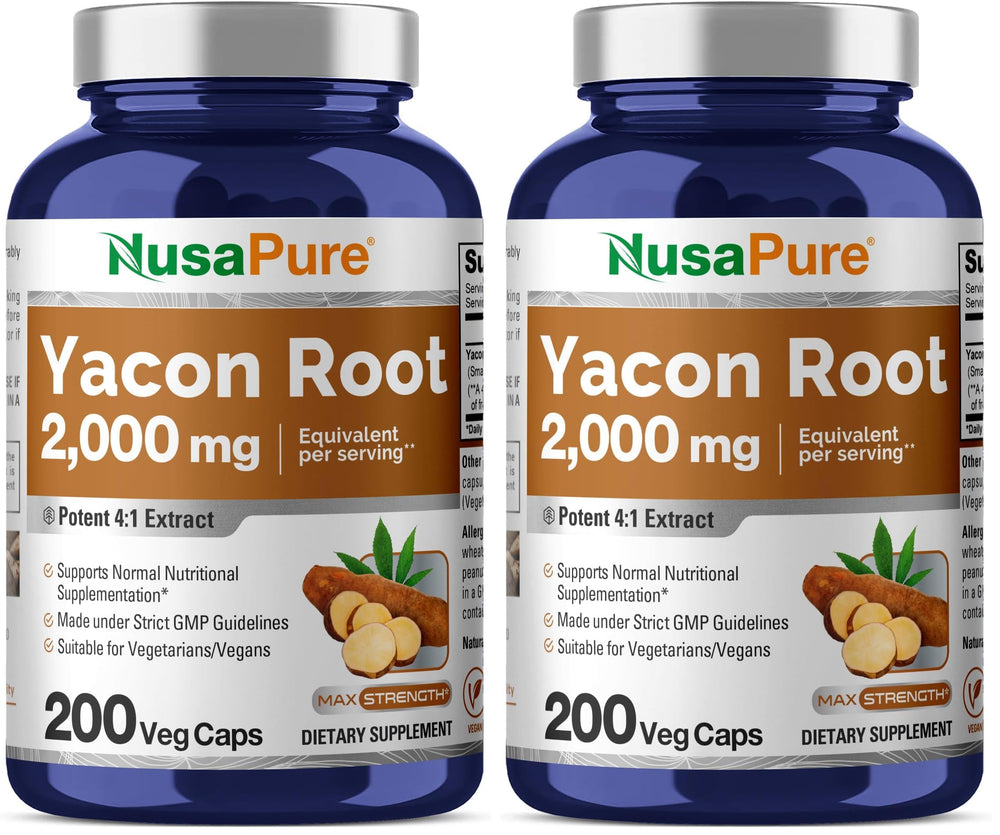 NusaPure Yacon Root Extract 2000mg bottle for easy daily supplementation.